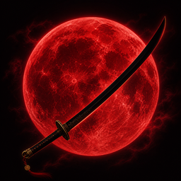 Hyeolwol app icon — a crimson moon crossed by a sword