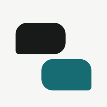 KLATalk app icon — two quiet speech marks in ink and teal